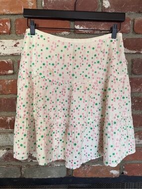 Tocca Cream Tiered Skirt with Pink & Green Polka Dots